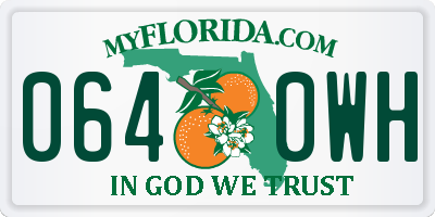 FL license plate 0640WH