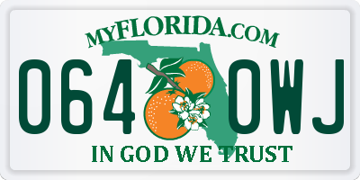FL license plate 0640WJ