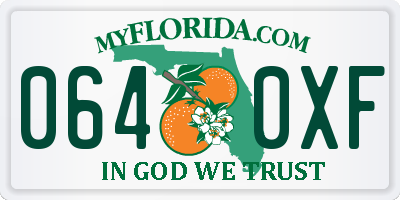 FL license plate 0640XF
