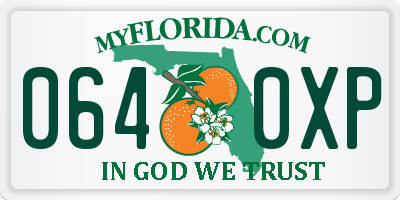 FL license plate 0640XP