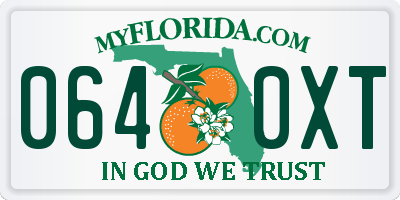 FL license plate 0640XT