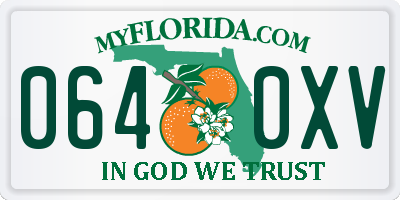 FL license plate 0640XV