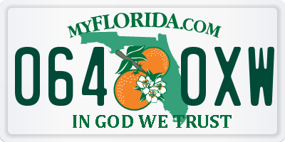 FL license plate 0640XW