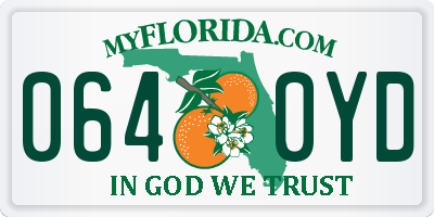 FL license plate 0640YD