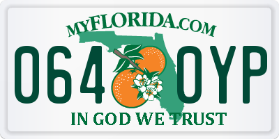 FL license plate 0640YP