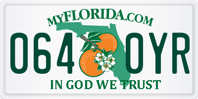FL license plate 0640YR
