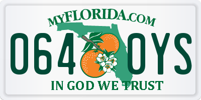 FL license plate 0640YS