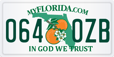 FL license plate 0640ZB
