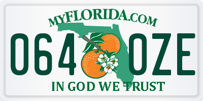 FL license plate 0640ZE
