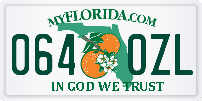 FL license plate 0640ZL