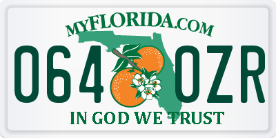 FL license plate 0640ZR
