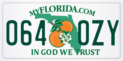 FL license plate 0640ZY