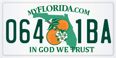 FL license plate 0641BA