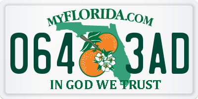 FL license plate 0643AD
