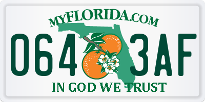 FL license plate 0643AF
