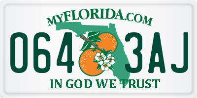 FL license plate 0643AJ