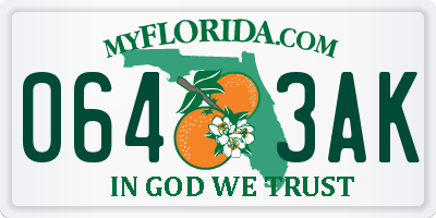 FL license plate 0643AK