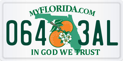 FL license plate 0643AL