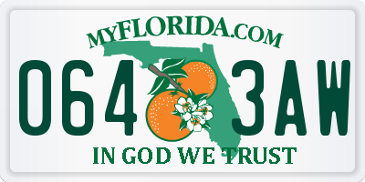 FL license plate 0643AW