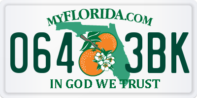 FL license plate 0643BK