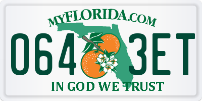 FL license plate 0643ET