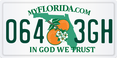 FL license plate 0643GH