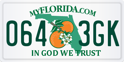 FL license plate 0643GK