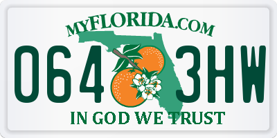 FL license plate 0643HW