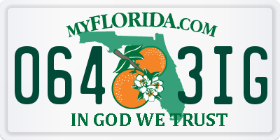 FL license plate 0643IG