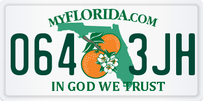 FL license plate 0643JH