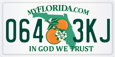 FL license plate 0643KJ