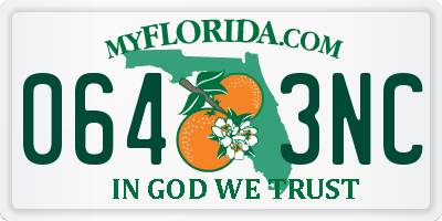 FL license plate 0643NC