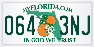 FL license plate 0643NJ
