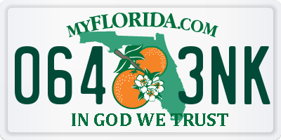 FL license plate 0643NK