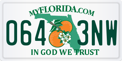 FL license plate 0643NW