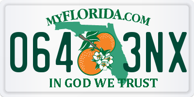 FL license plate 0643NX