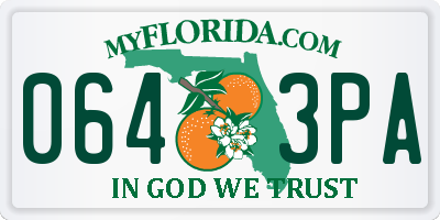 FL license plate 0643PA