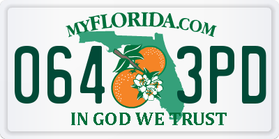 FL license plate 0643PD