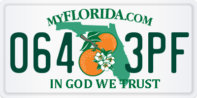 FL license plate 0643PF