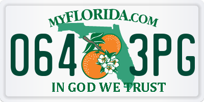 FL license plate 0643PG