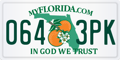 FL license plate 0643PK