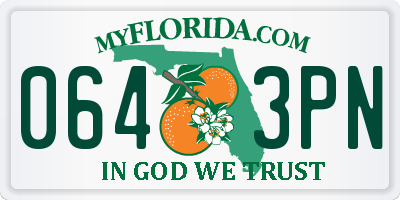 FL license plate 0643PN
