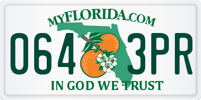 FL license plate 0643PR