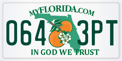 FL license plate 0643PT