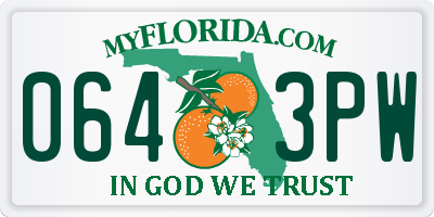 FL license plate 0643PW