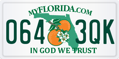 FL license plate 0643QK