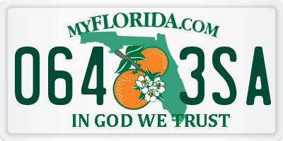 FL license plate 0643SA