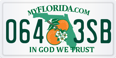 FL license plate 0643SB