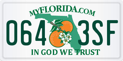 FL license plate 0643SF