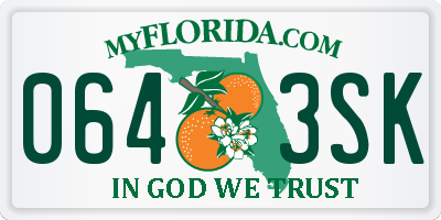 FL license plate 0643SK